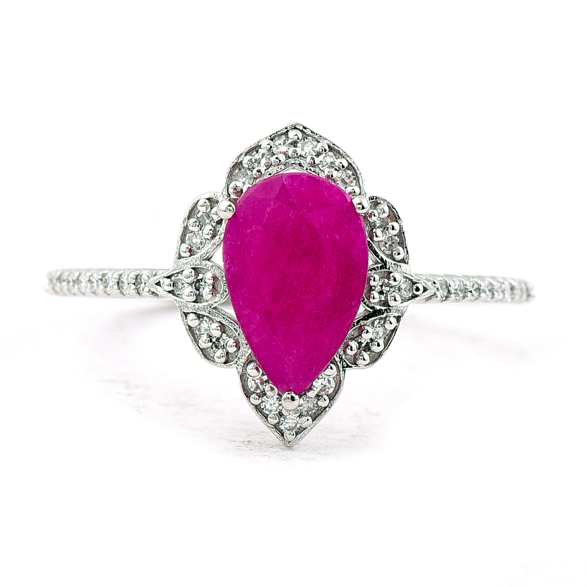 1.54 Ct Pear Mixed Cut Natural Ruby 950 Platinum Ring