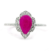 1.54 Ct Pear Mixed Cut Natural Ruby 950 Platinum Ring
