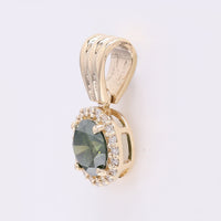 0.63 Ct Round Green Diamond 14K Gold Pendant