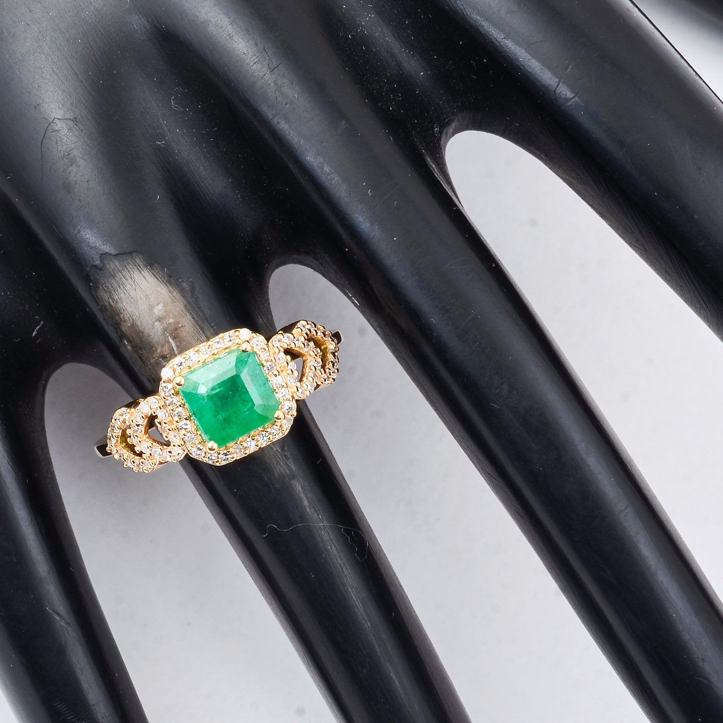 1.25 Ct Octagon Step Cut Natural Emerald 14K Gold Ring