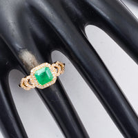 1.25 Ct Octagon Step Cut Natural Emerald 14K Gold Ring