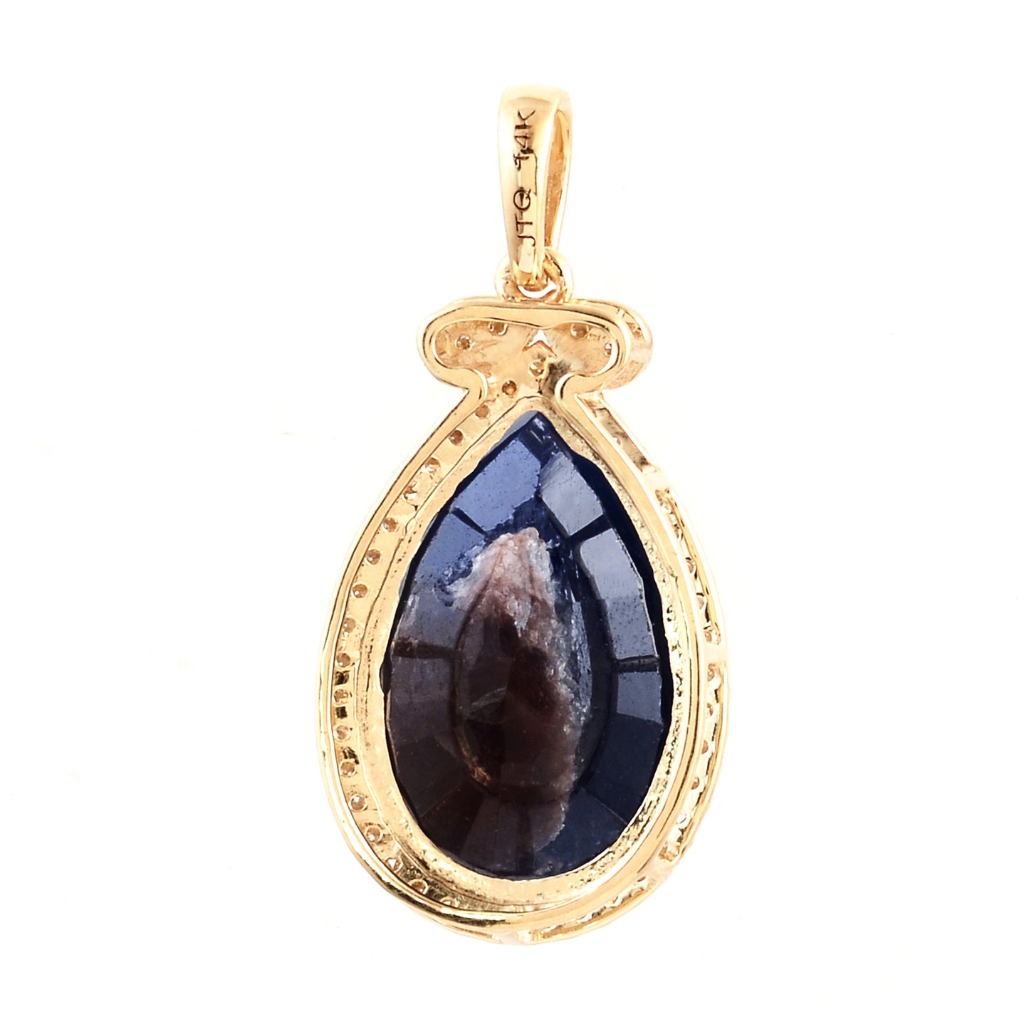 6.70 Ct Pear Mixed Cut Natural Corundum Sapphire 14K Gold Pendant