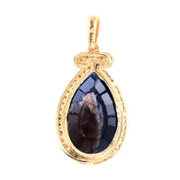 6.70 Ct Pear Mixed Cut Natural Corundum Sapphire 14K Gold Pendant