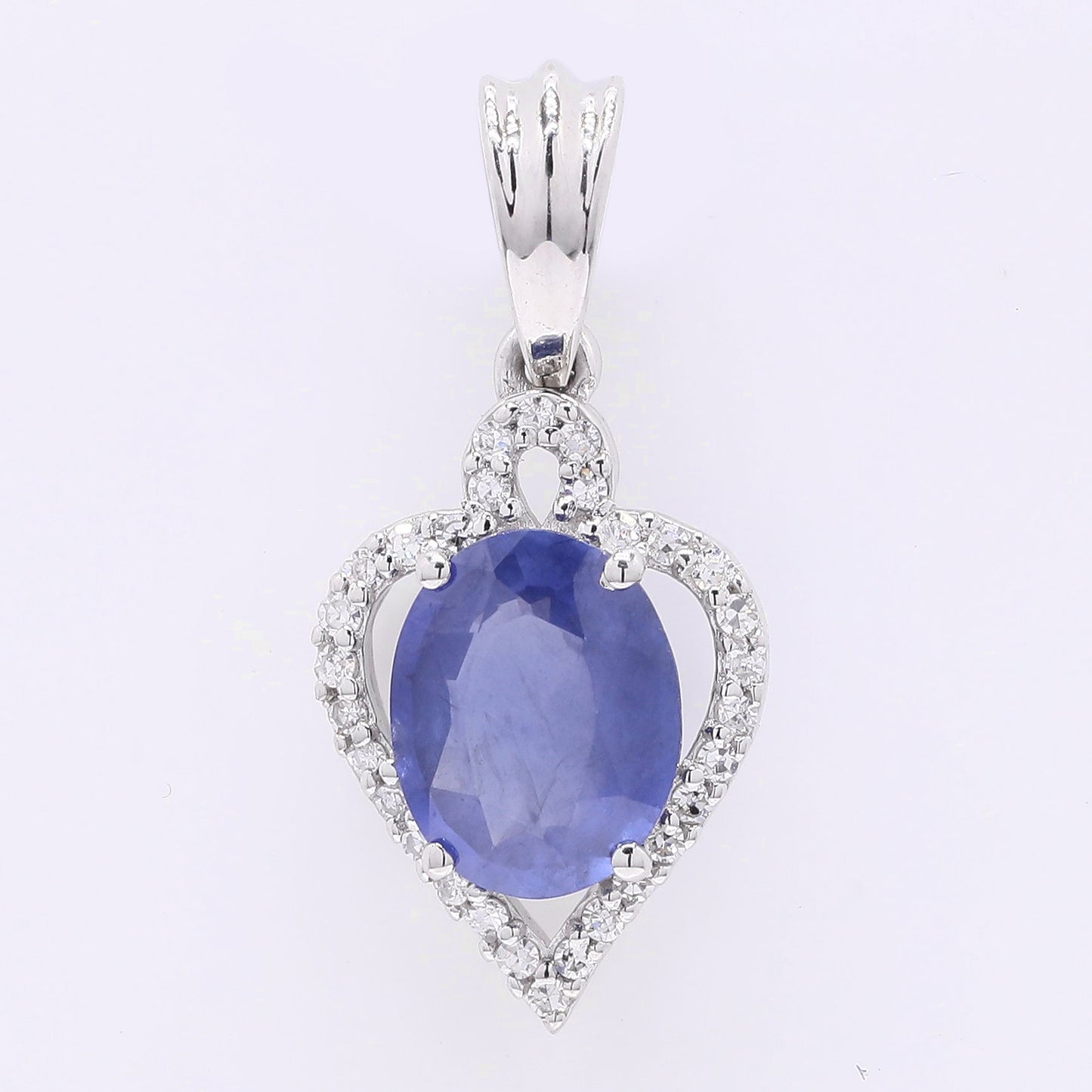 1.40 Ct Oval Mixed Cut Natural Sapphire 950 Platinum Pendant