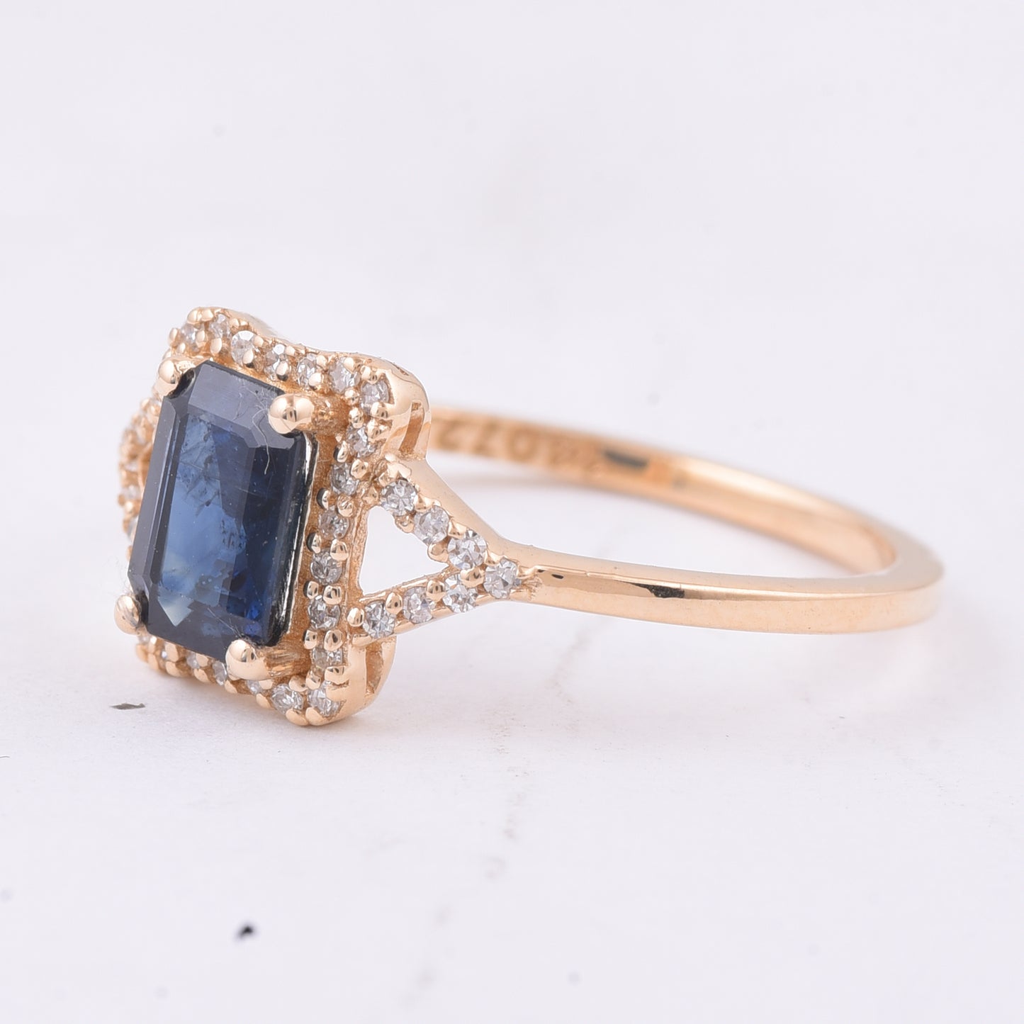 1.09 Ct Octagon Step Cut Natural Sapphire 14K Gold Ring