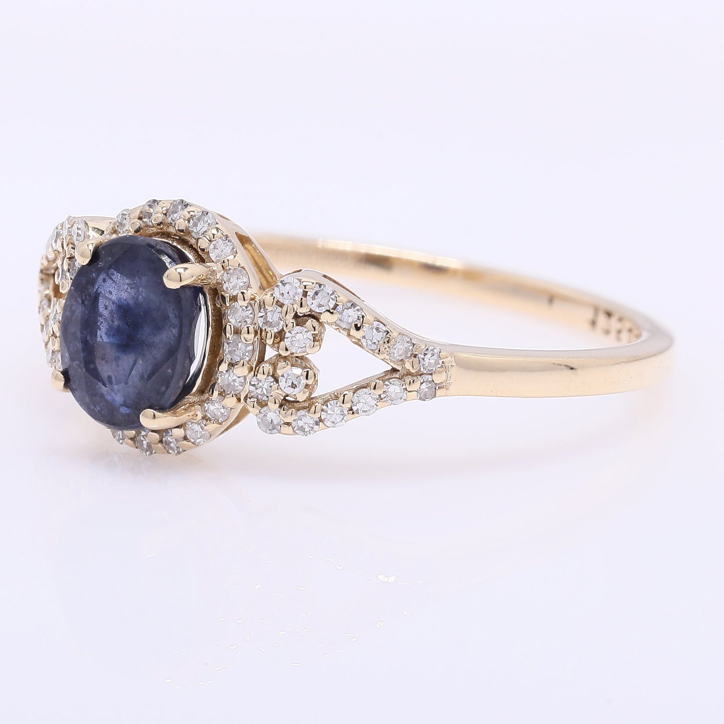 1.20 Ct Oval Mixed Cut Natural Sapphire 14K Gold Ring