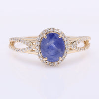 1.86 Ct Oval Mixed Cut Natural Sapphire 14K Gold Ring