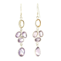 10.08 Ct Citrine, Amethyst 925 Sterling Silver Earrings