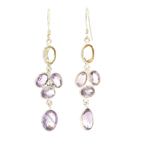 10.08 Ct Citrine, Amethyst 925 Sterling Silver Earrings
