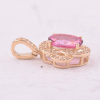 1.53 Ct Oval Pink Topaz 9K Gold Pendant