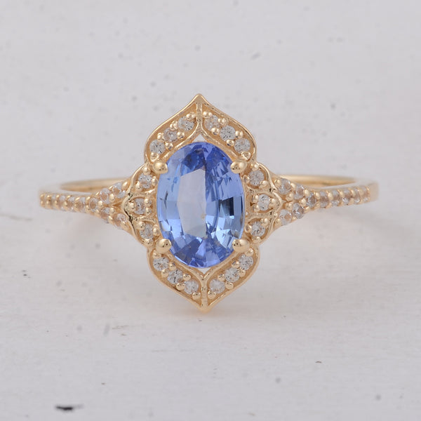 1.13 Ct Oval Sapphire 9K Gold Ring