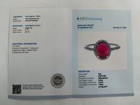 2.11 Ct Oval Cabochon Cut Natural Rubellite 950 Platinum Ring