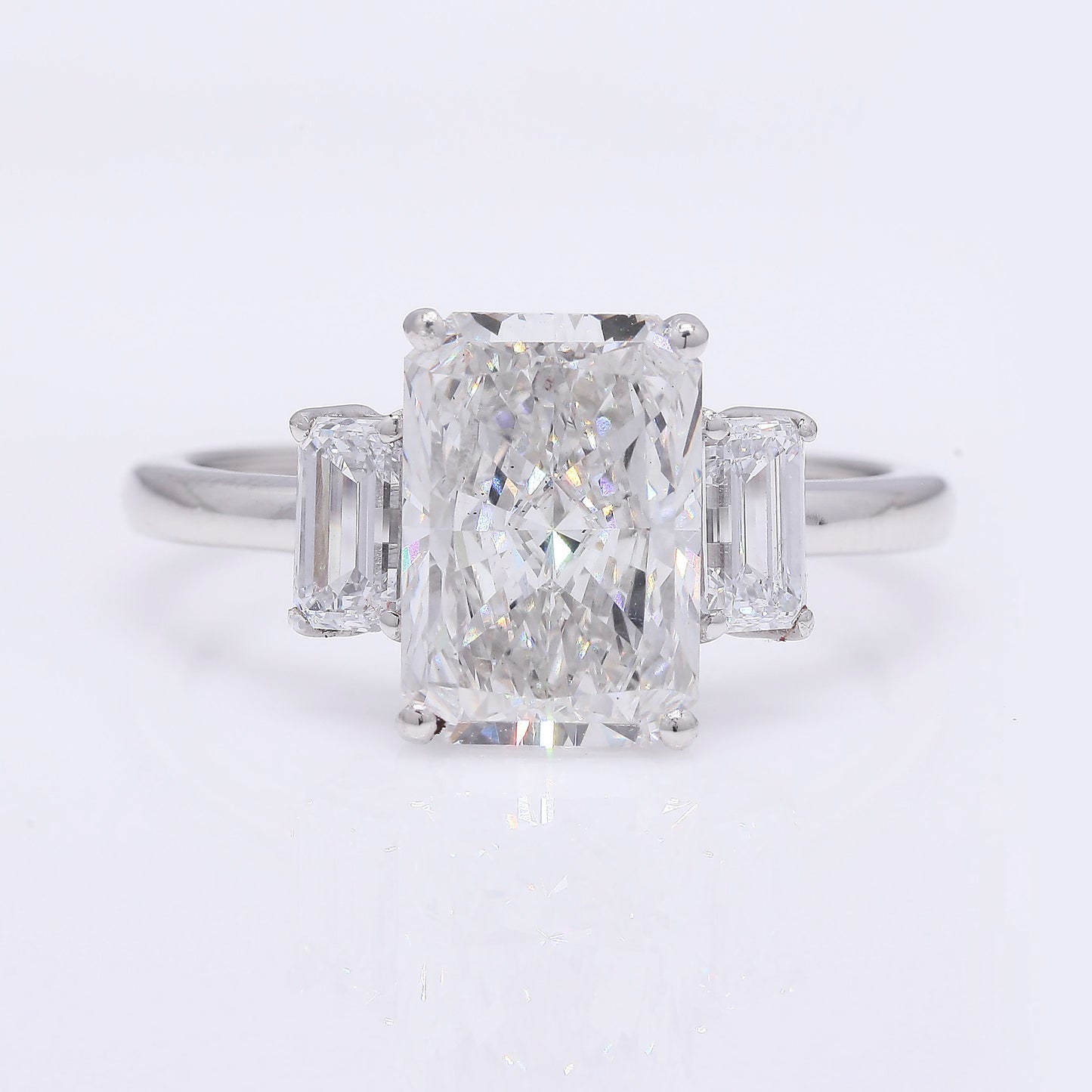 3.63 Ct Cut Cornered Rectangular Modified Brilliant Lab Grown Diamond 950 Platinum Ring