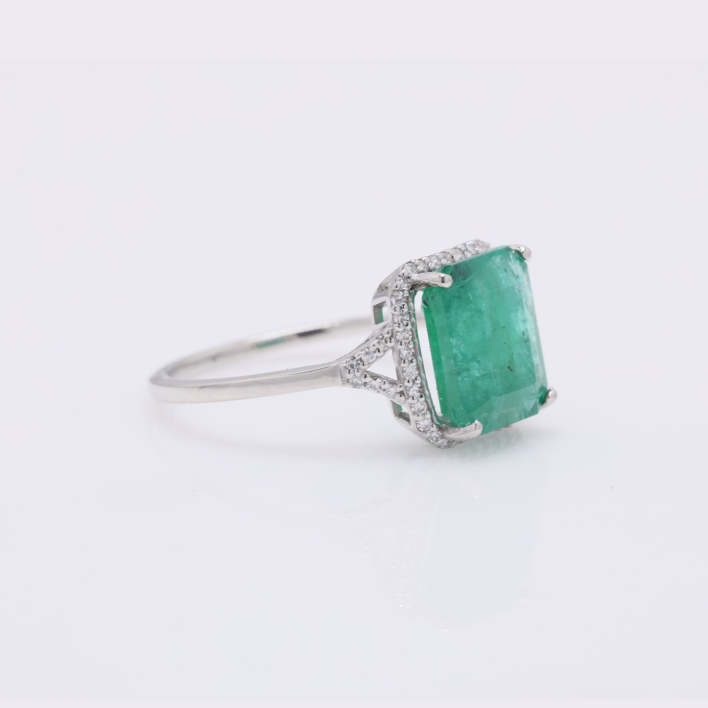 3.69 Ct Octagon Step Cut Natural Emerald 950 Platinum Ring