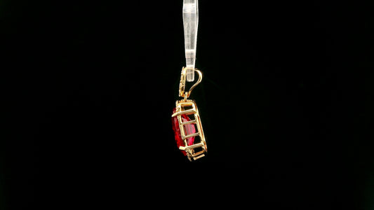 4.58 Ct Oval Lab Grown Ruby 14K Gold Pendant