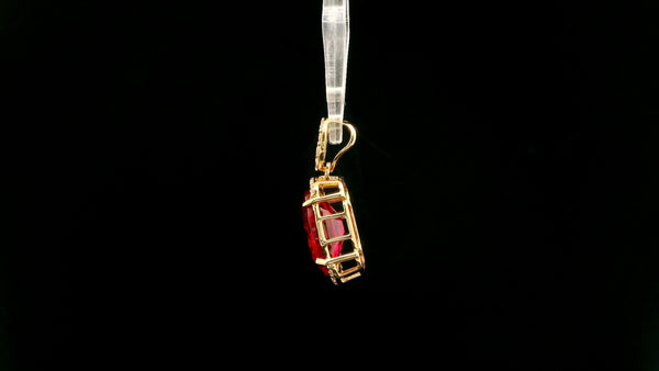 4.58 Ct Oval Lab Grown Ruby 14K Gold Pendant
