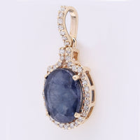 2.48 Ct Oval Mixed Cut Natural Sapphire 14K Gold Pendant