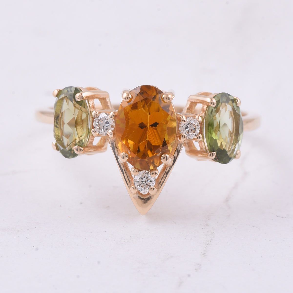 1.87 Ct Oval Natural Multi Coloured Tourmaline 14K Gold Ring