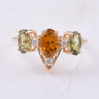 1.87 Ct Oval Natural Multi Coloured Tourmaline 14K Gold Ring