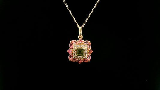 1.29 Ct Square Tourmaline 14K Gold Pendant