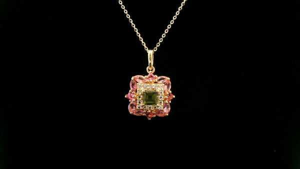 1.29 Ct Square Tourmaline 14K Gold Pendant