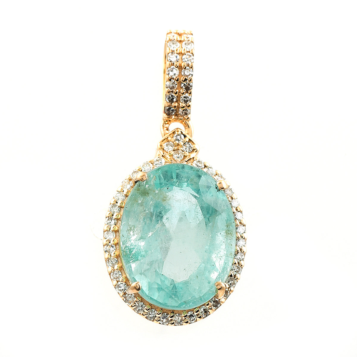 3.80 Ct Oval Mixed Cut Natural Emerald 14K Gold Pendant