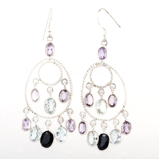 20.10 Ct Sapphire, Blue Topaz 925 Sterling Silver Earrings