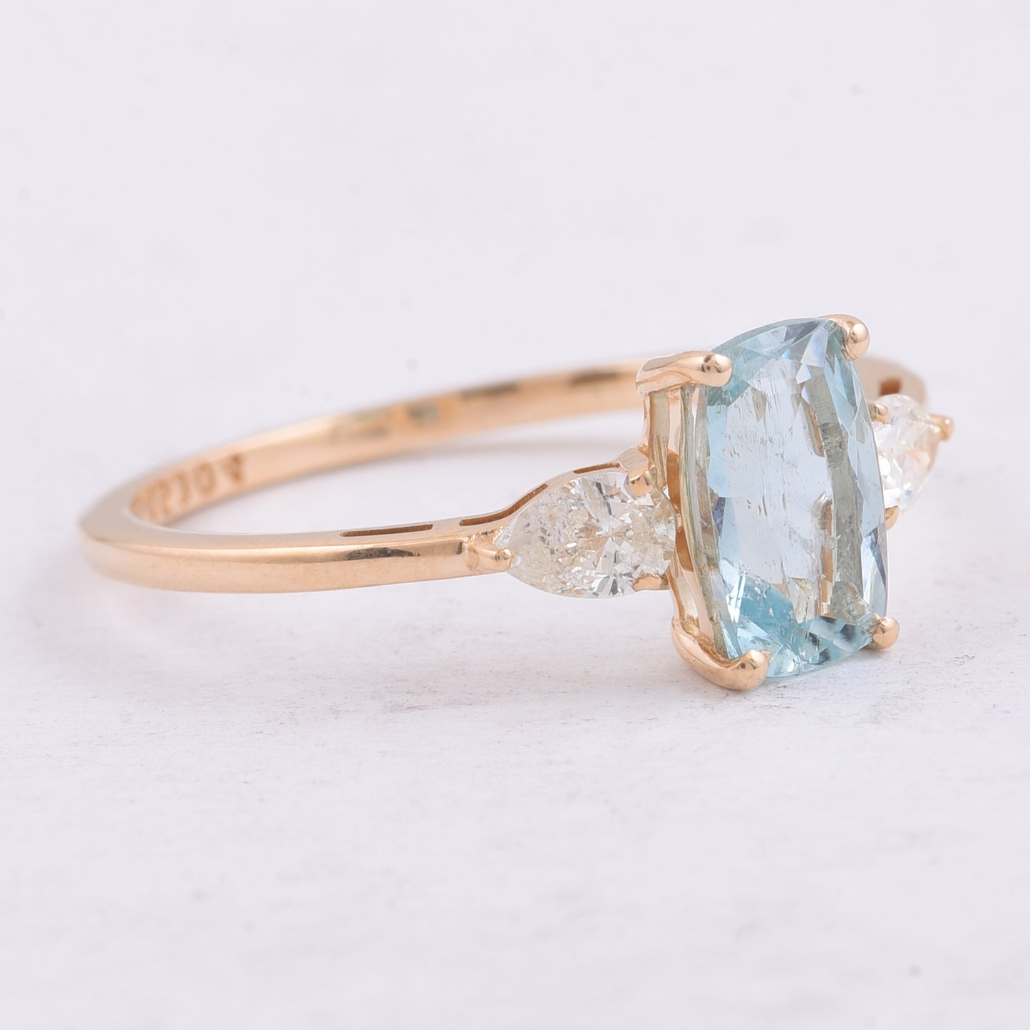 1.17 Ct Cushion Natural Aquamarine 14K Gold Ring
