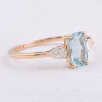 1.17 Ct Cushion Natural Aquamarine 14K Gold Ring