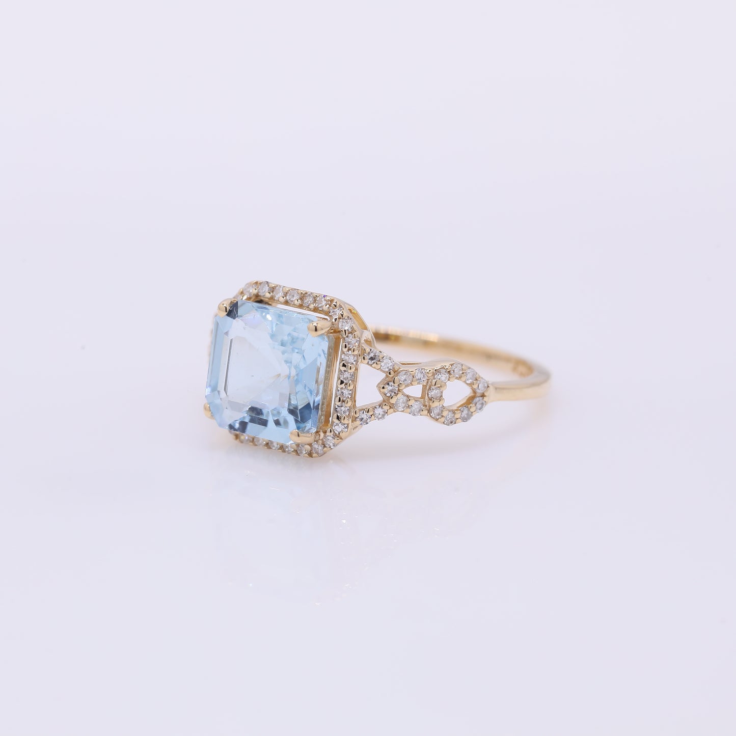 2.11 Ct Octagon Step Cut Natural Aquamarine 14K Gold Ring