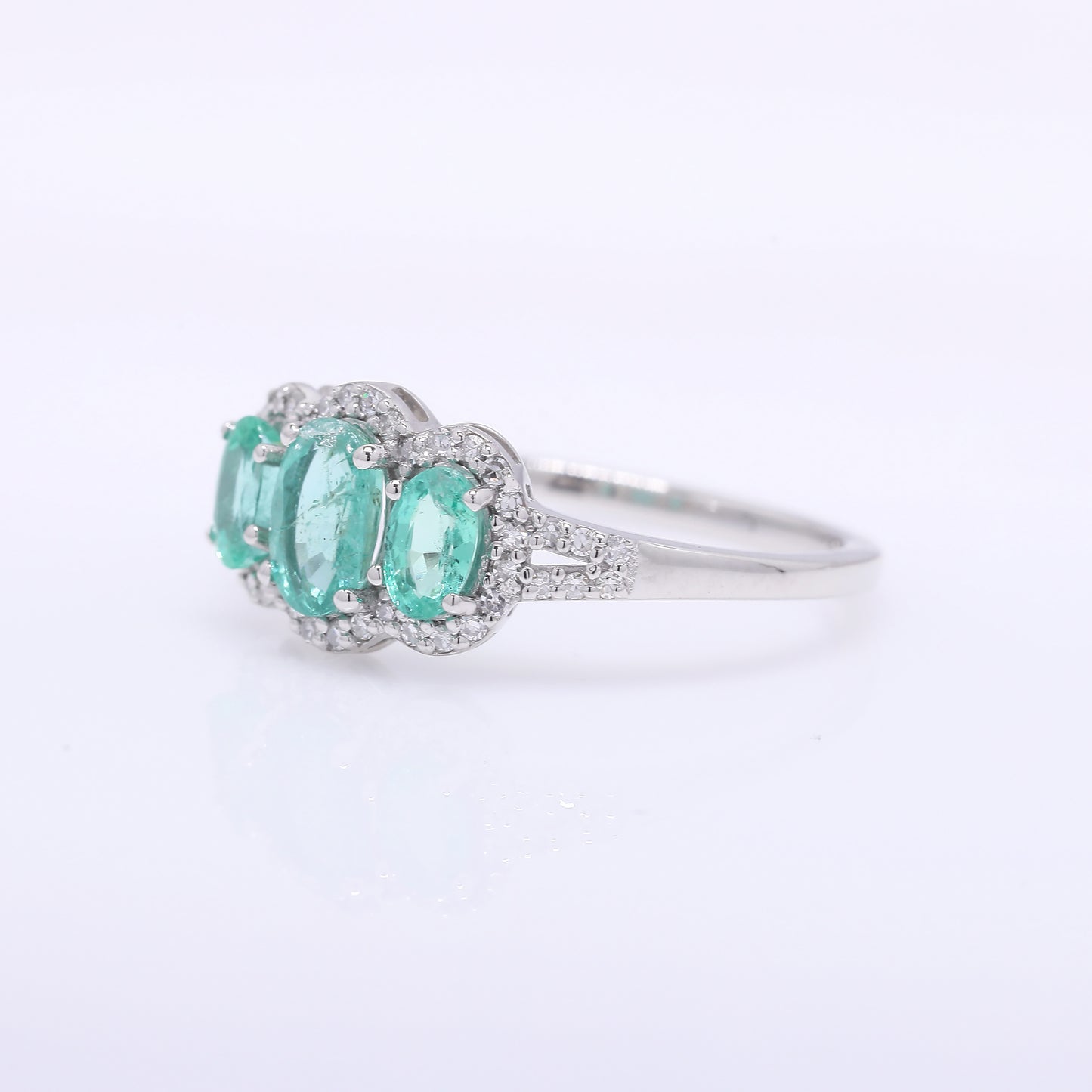 1.09 Ct Oval Mixed Cut Natural Emerald 950 Platinum Ring