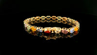12.43 Ct Oval Multi Sapphire 14K Gold Bracelet
