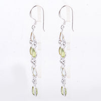 10.70 Ct Peridot, Blue Topaz 925 Sterling Silver Earrings