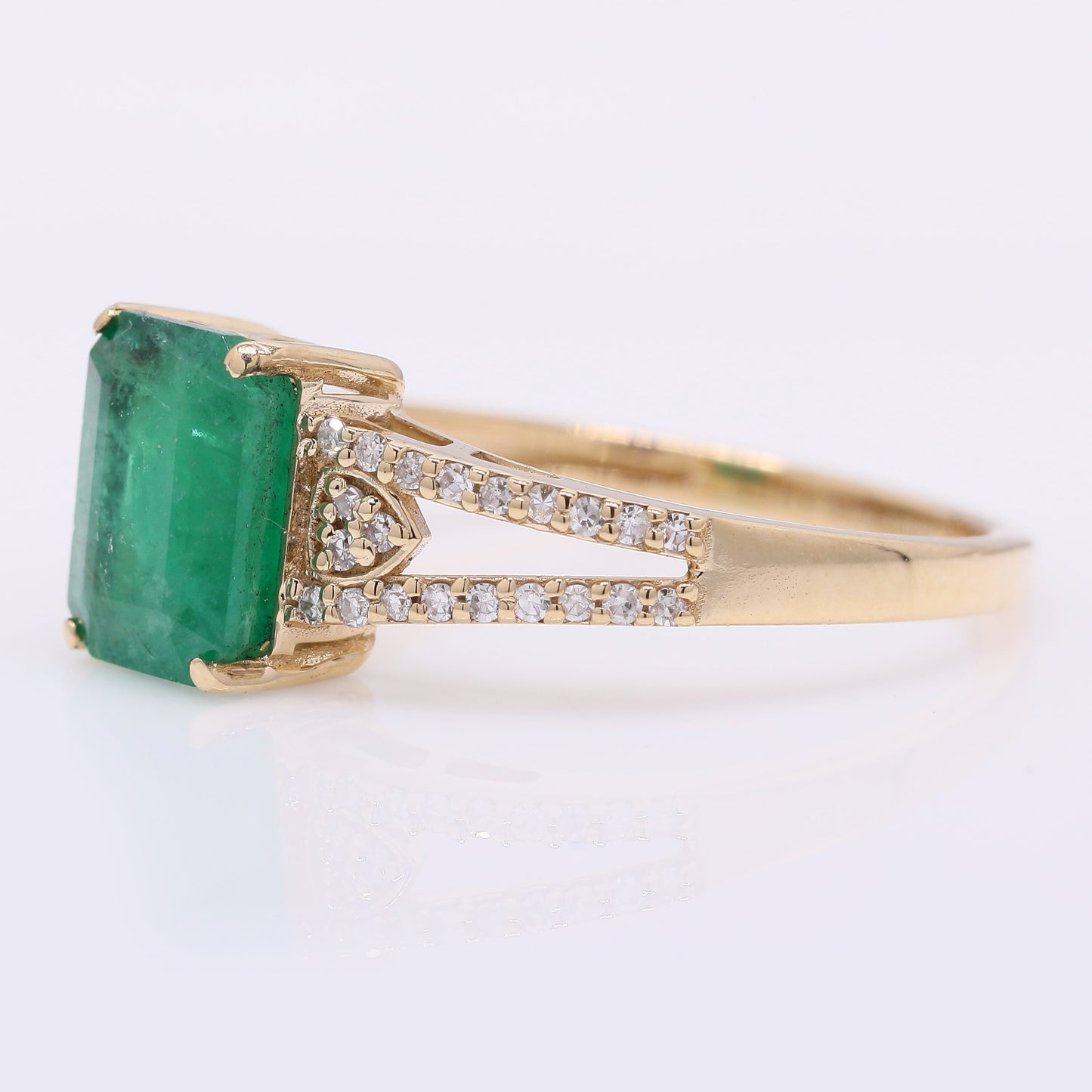 1.75 Ct Octagon Step Cut Natural Emerald 14K Gold Ring