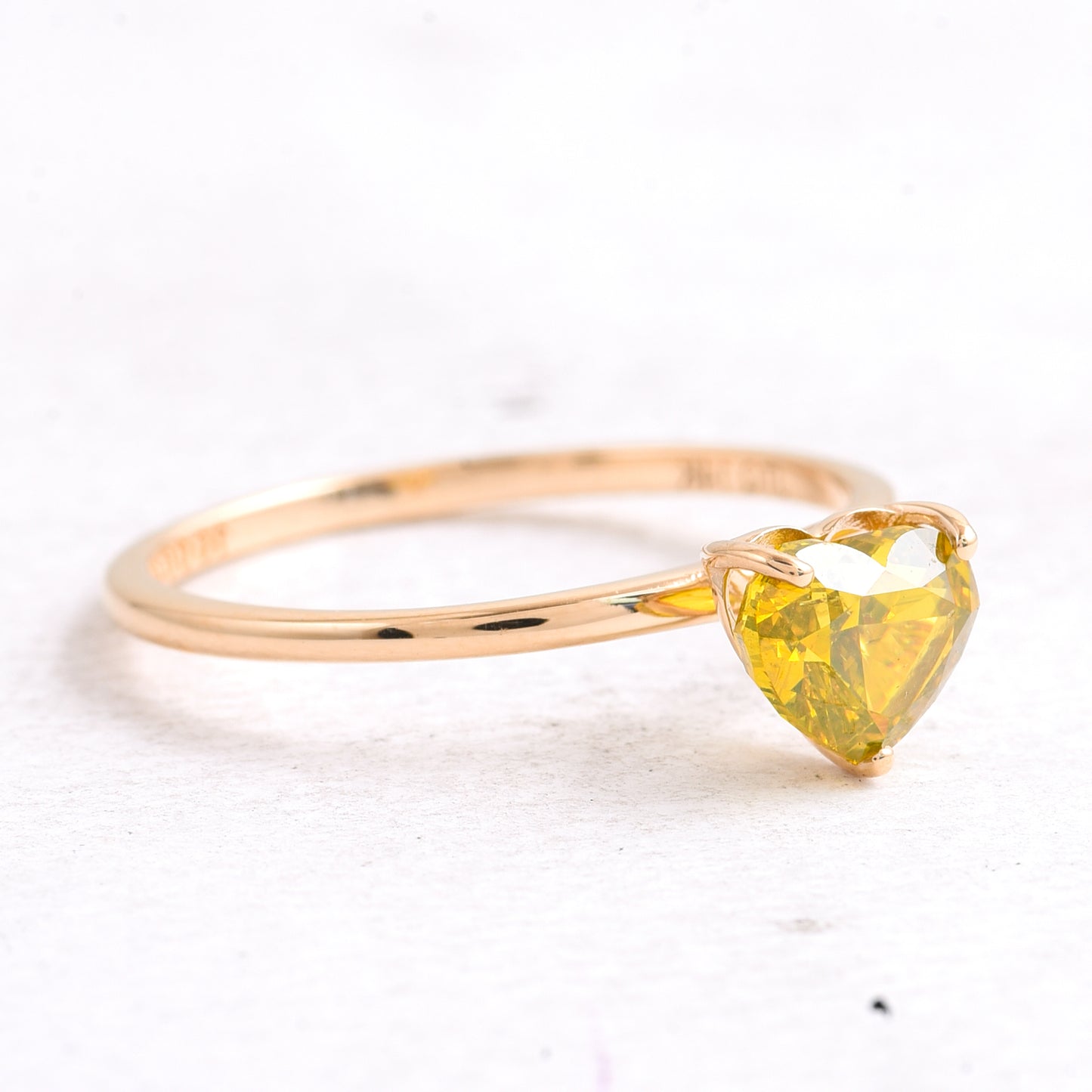 1.04 Ct Heart Yellow Diamond 14K Gold Ring