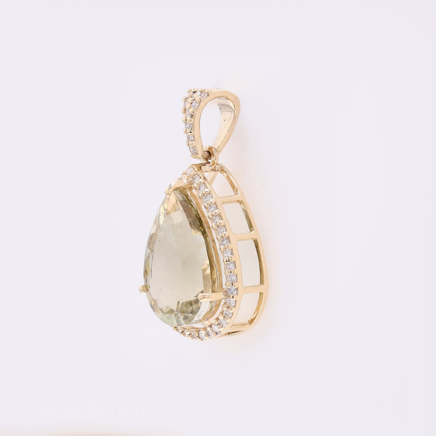 3.30 Ct Pear Mixed Cut Natural Sunstone 14K Gold Pendant