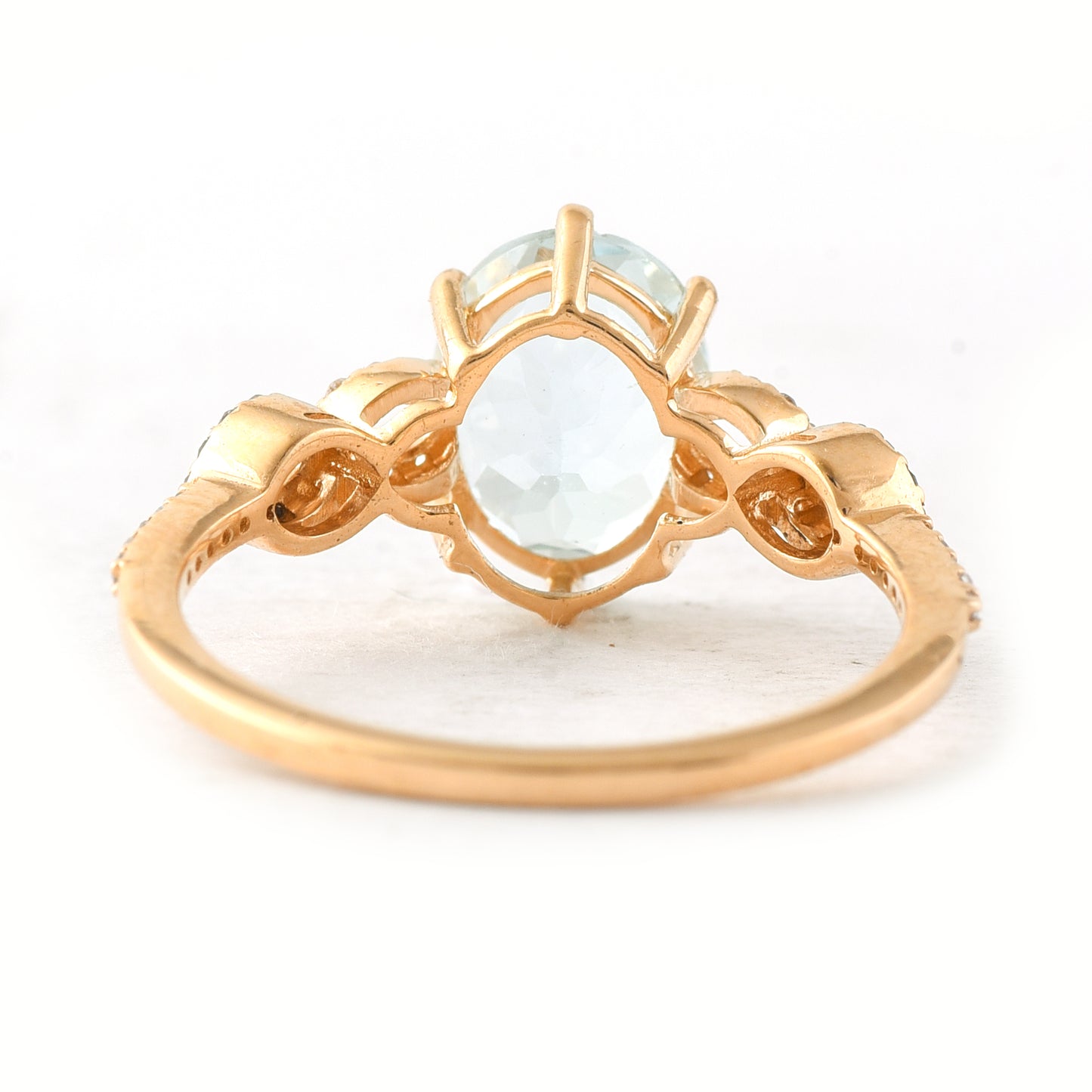 1.91 Ct Oval Mixed Cut Natural Aquamarine 14K Gold Ring