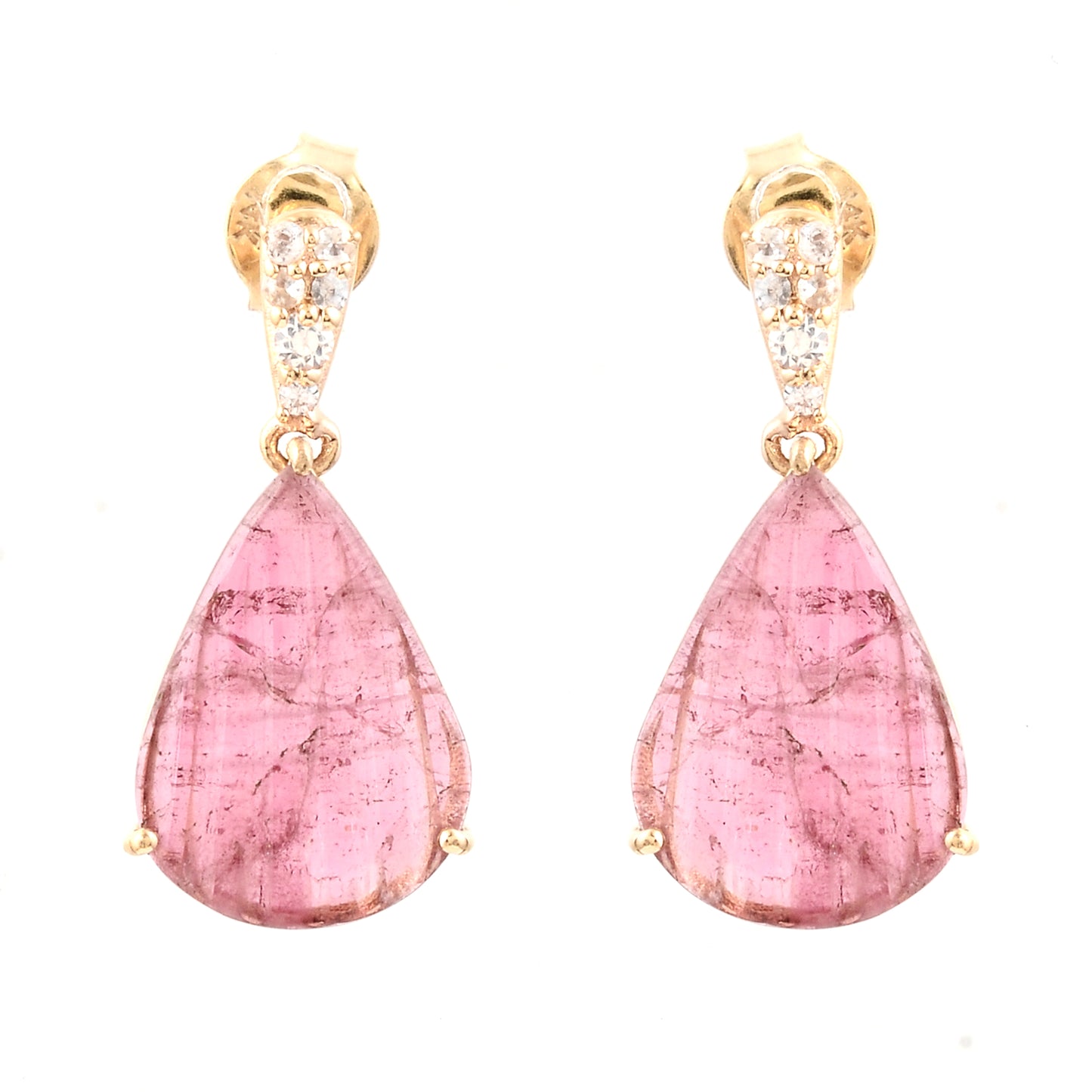 3.70 Ct Pear Tourmaline 14K Gold Earrings