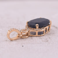 3.50 Ct Oval Mixed Cut Natural Sapphire 14K Gold Pendant