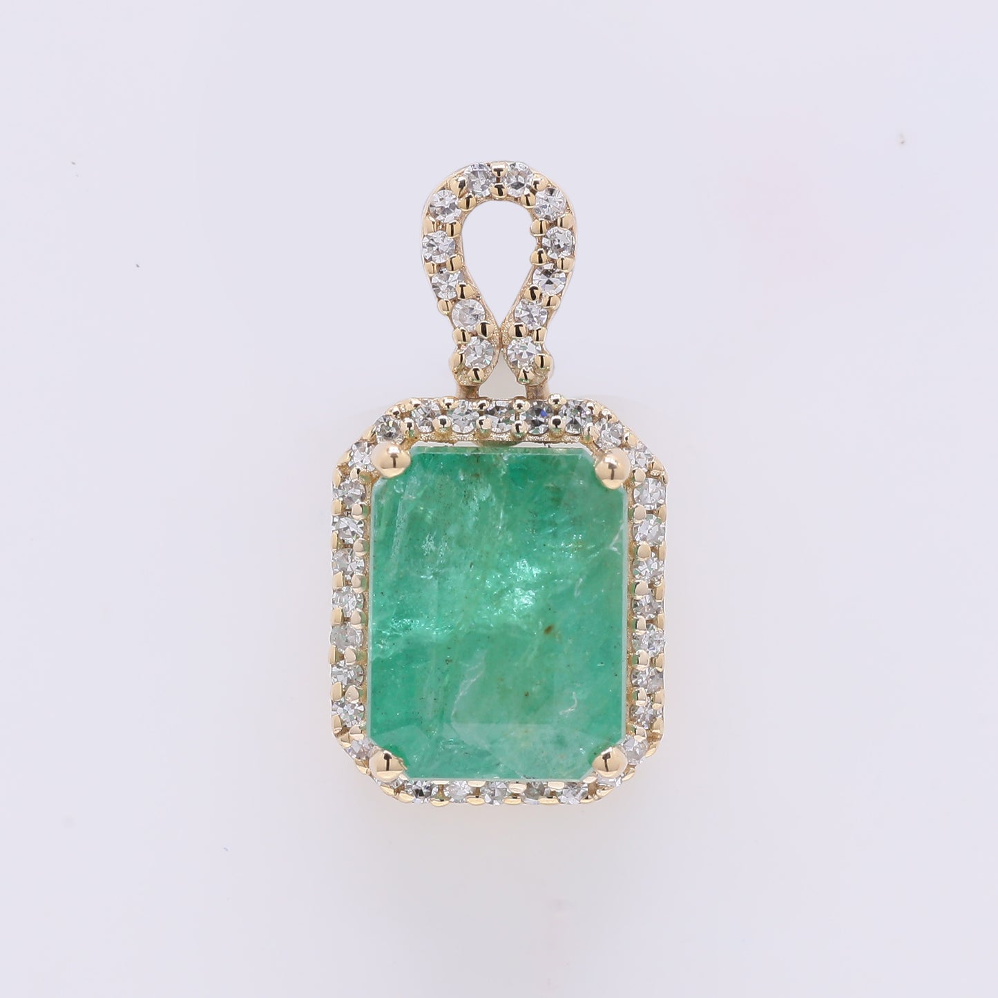 2.71 Ct Octagon Step Cut Natural Emerald 14K Gold Pendant