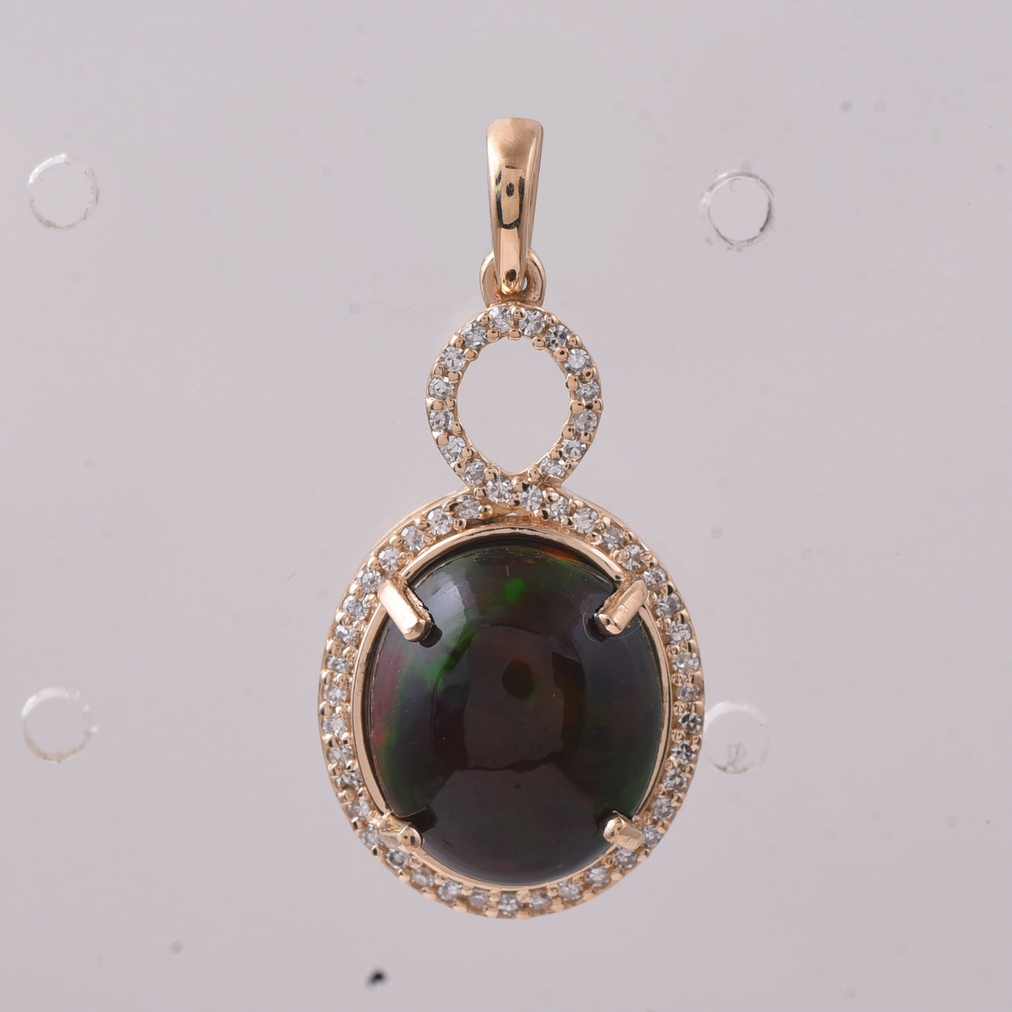 3.43 Ct Oval Cabochon Cut Natural Black Opal 14K Gold Pendant