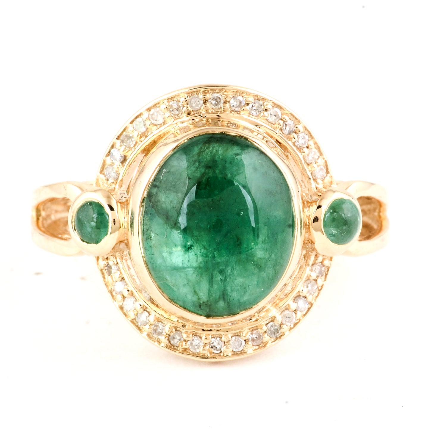 4.73 Carat Oval Natural Beryl Emerald 14K Gold Ring