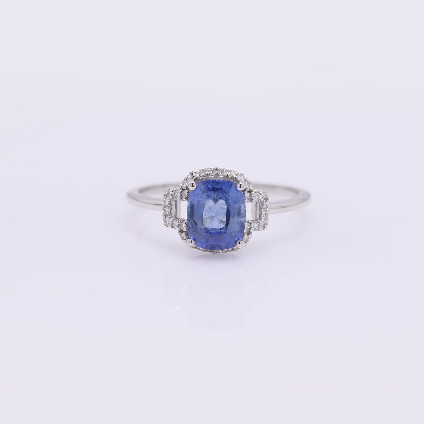 1.83 Ct Cushion Mixed Cut Natural Sapphire 950 Platinum Ring