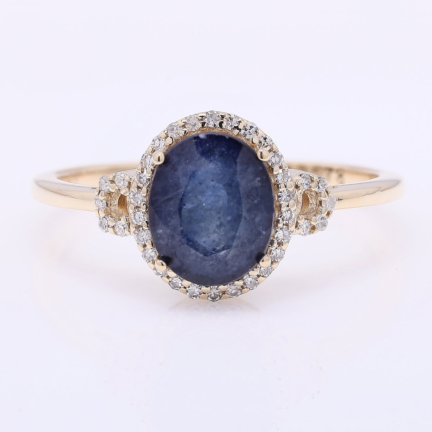 2.18 Ct Oval Mixed Cut Natural Sapphire 14K Gold Ring