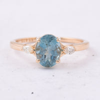 1.61 Ct Oval Natural Aquamarine 14K Gold Ring
