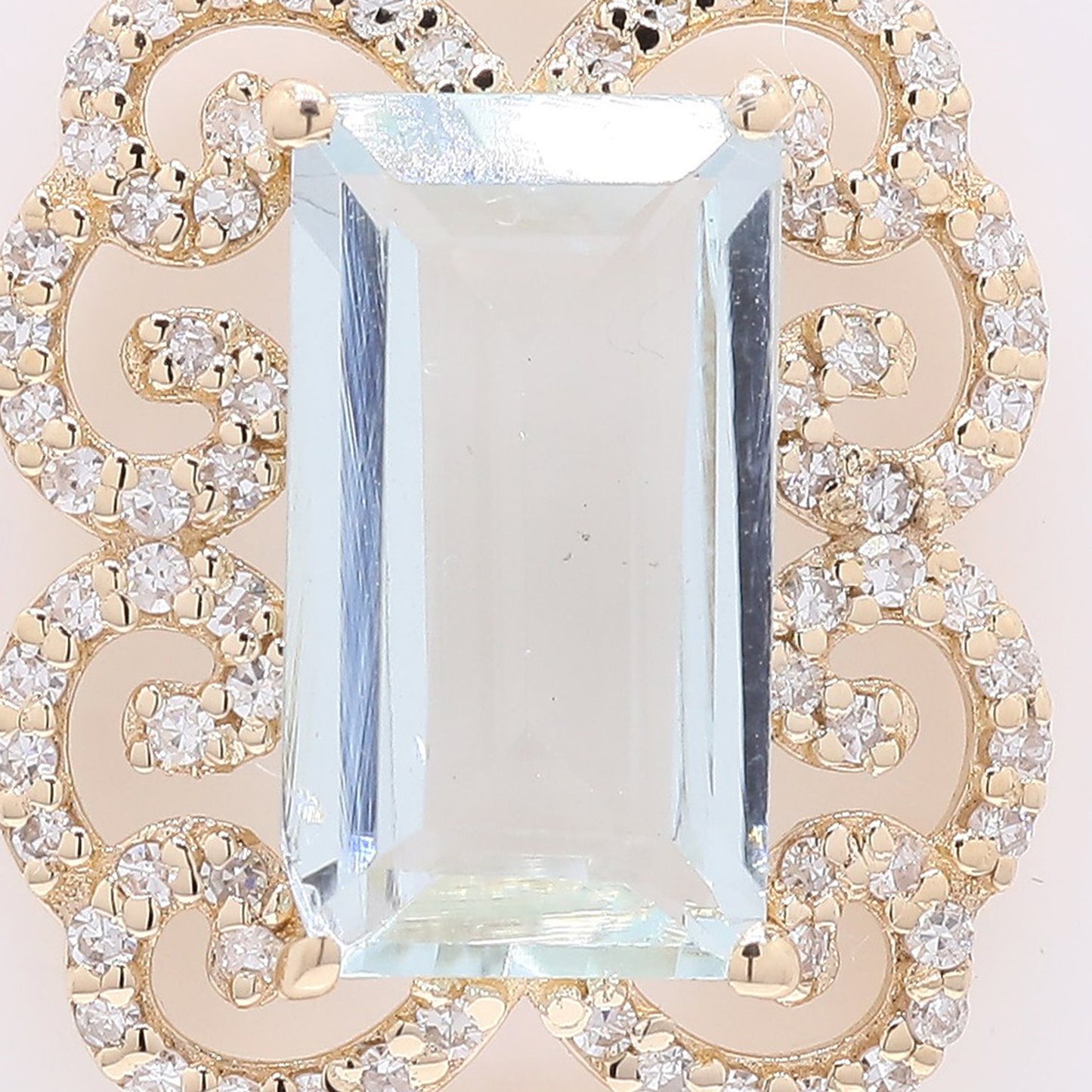 2.12 Ct Rectangle Mixed Cut Natural Aquamarine 14K Gold Pendant
