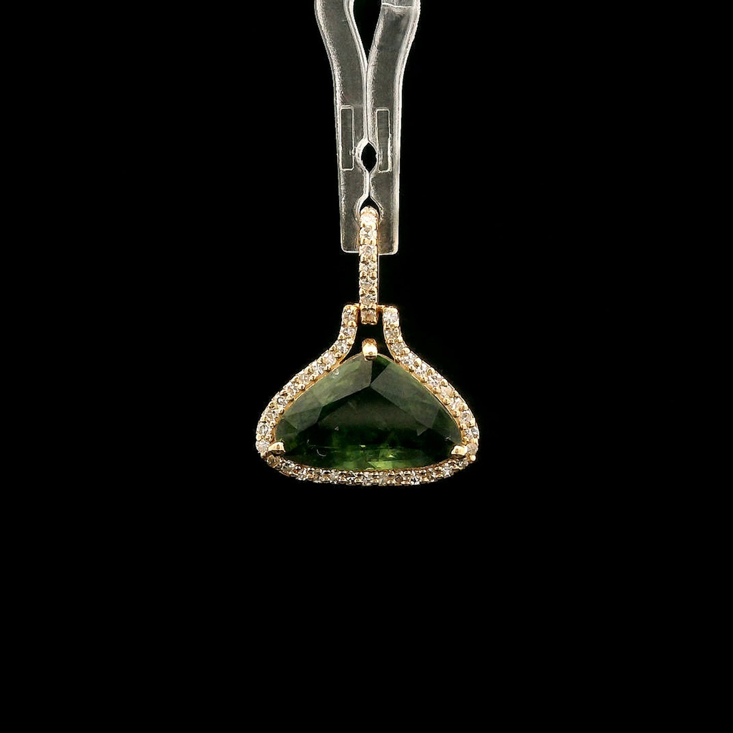 2.25 Ct Pear Mixed Cut Natural Green Sapphire 14K Gold Pendant