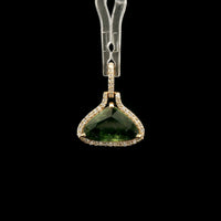 2.25 Ct Pear Mixed Cut Natural Green Sapphire 14K Gold Pendant
