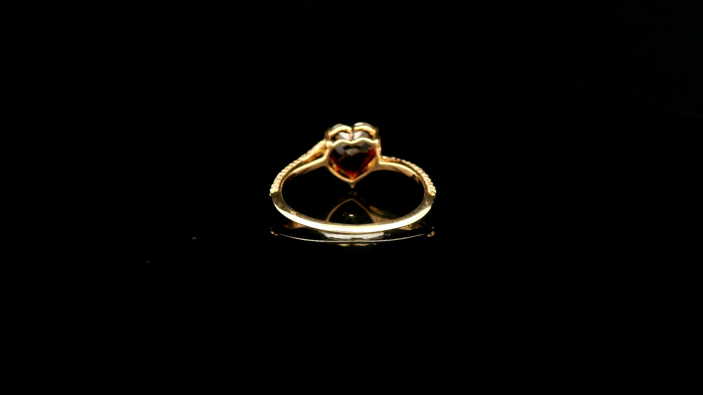 2.12 Ct Heart Mixed Cut Natural Garnet 14K Gold Ring