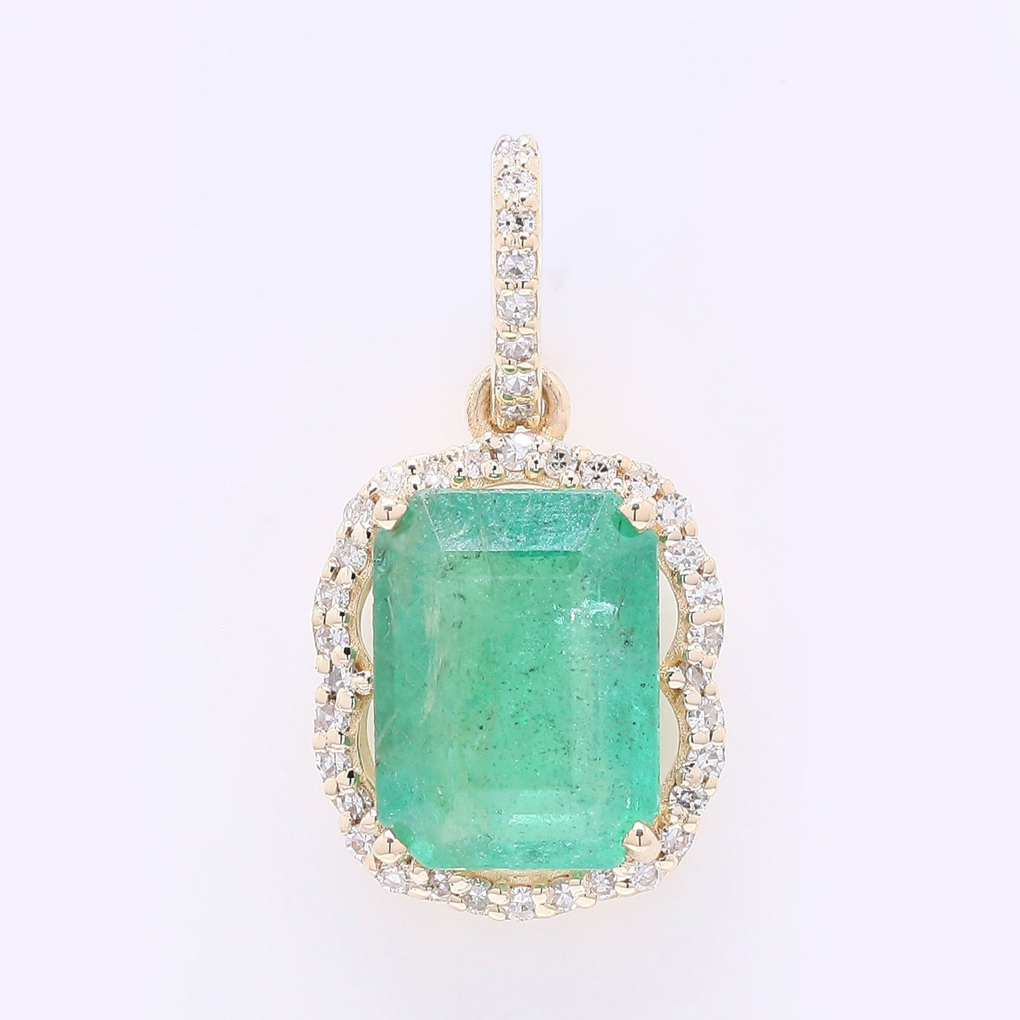 1.87 Ct Octagon Step Cut Natural Emerald 14K Gold Pendant